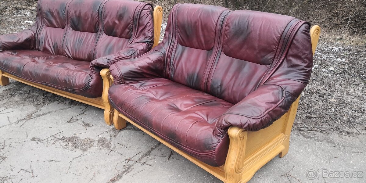 Kožená sedací souprava 3+2 TOP STAV - 4