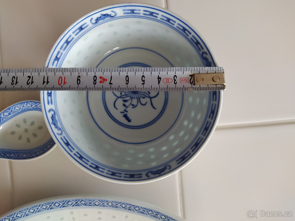 Porcelánový talířek, miska a lžíce - 4