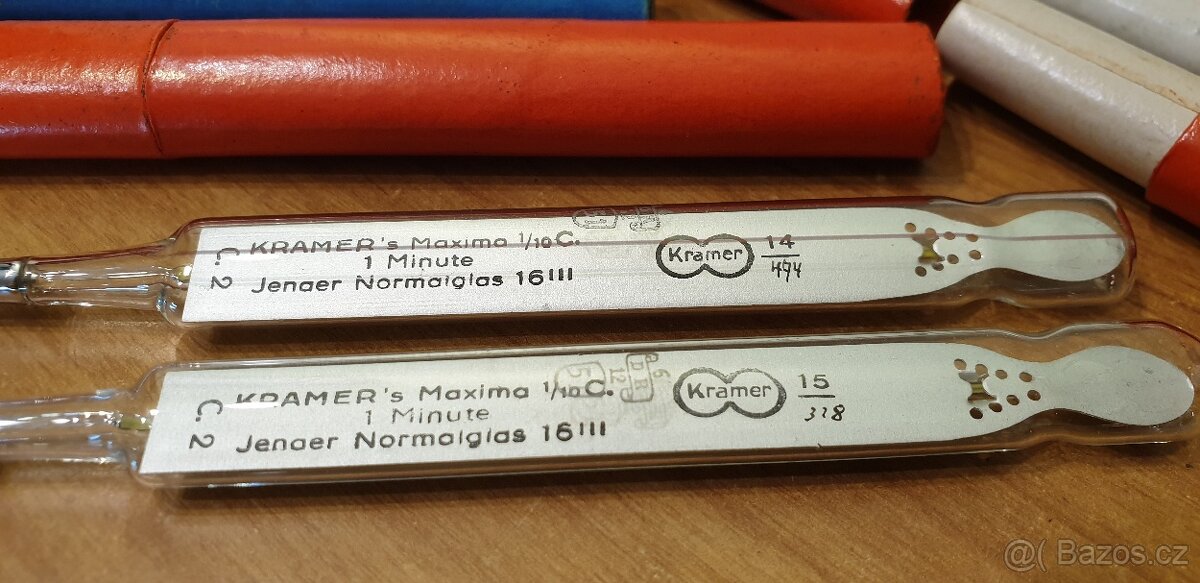 MINUTOVÝ RTUŤOVÝ TEPLOMĚR LÉKAŘSKÉ RETRO ART DECO - 4