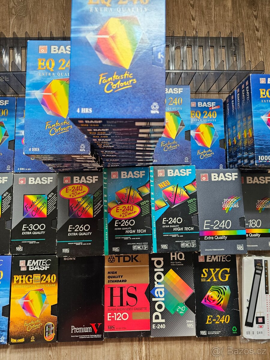 PRODÁM SADU 55KS ZNAČKOVÝCH VHS KAZET K PŘEHRÁNÍ EMTEC BASF - 4