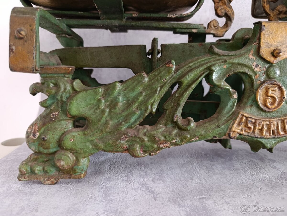 Starožitná figurální litinová váha Sperling DRACI rok 1936 - 4