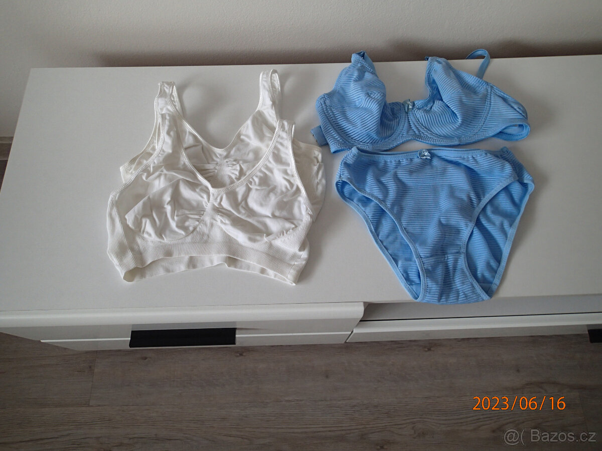 Dámské plavky, modrý set vel. 85B, 2x sportovní podprsenka - 4