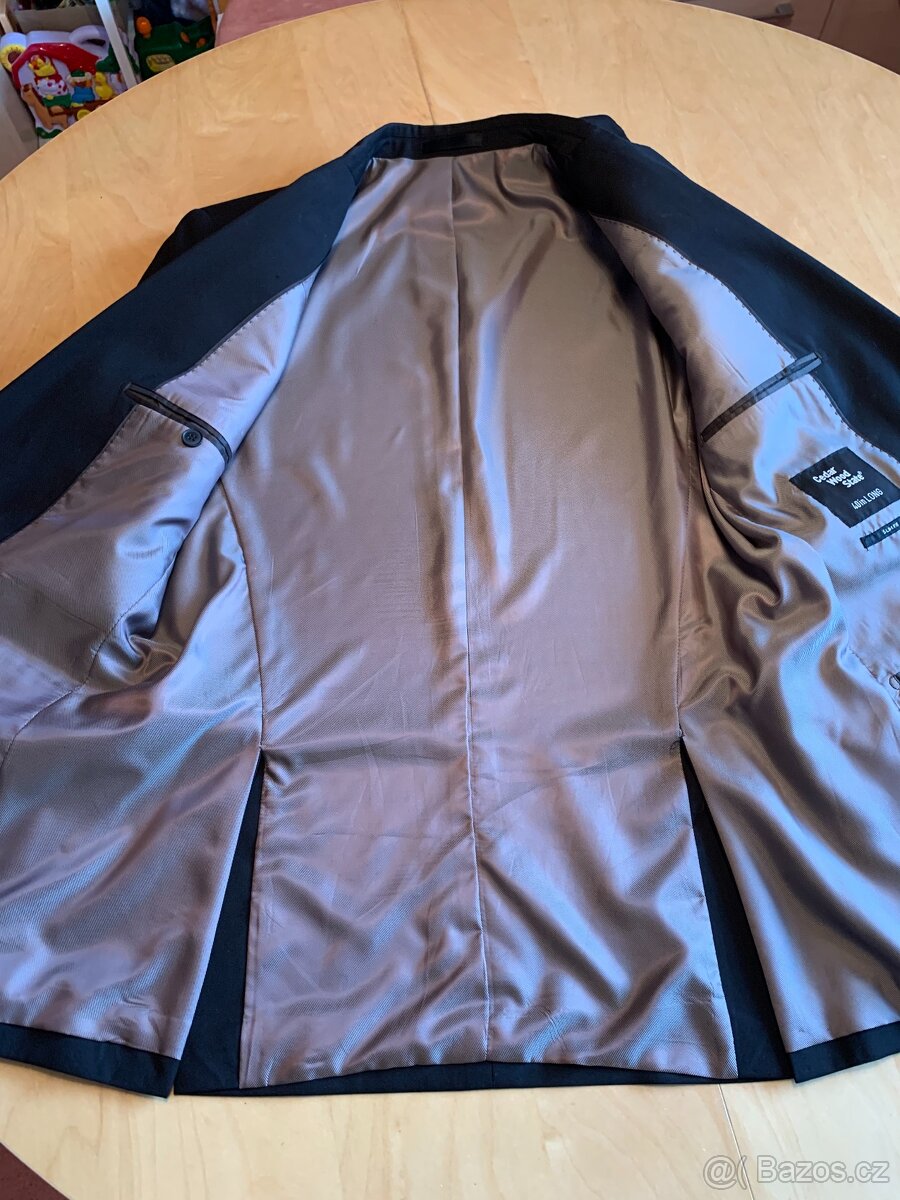 pánský černý oblek - vel. M - slim fit - 4