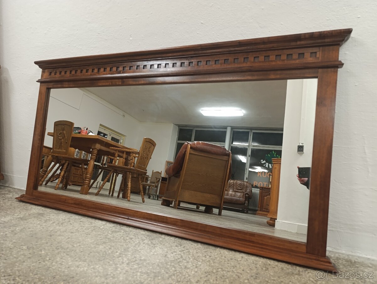 Rustikální zrcadlo, velké, nábytek z masívu - 4