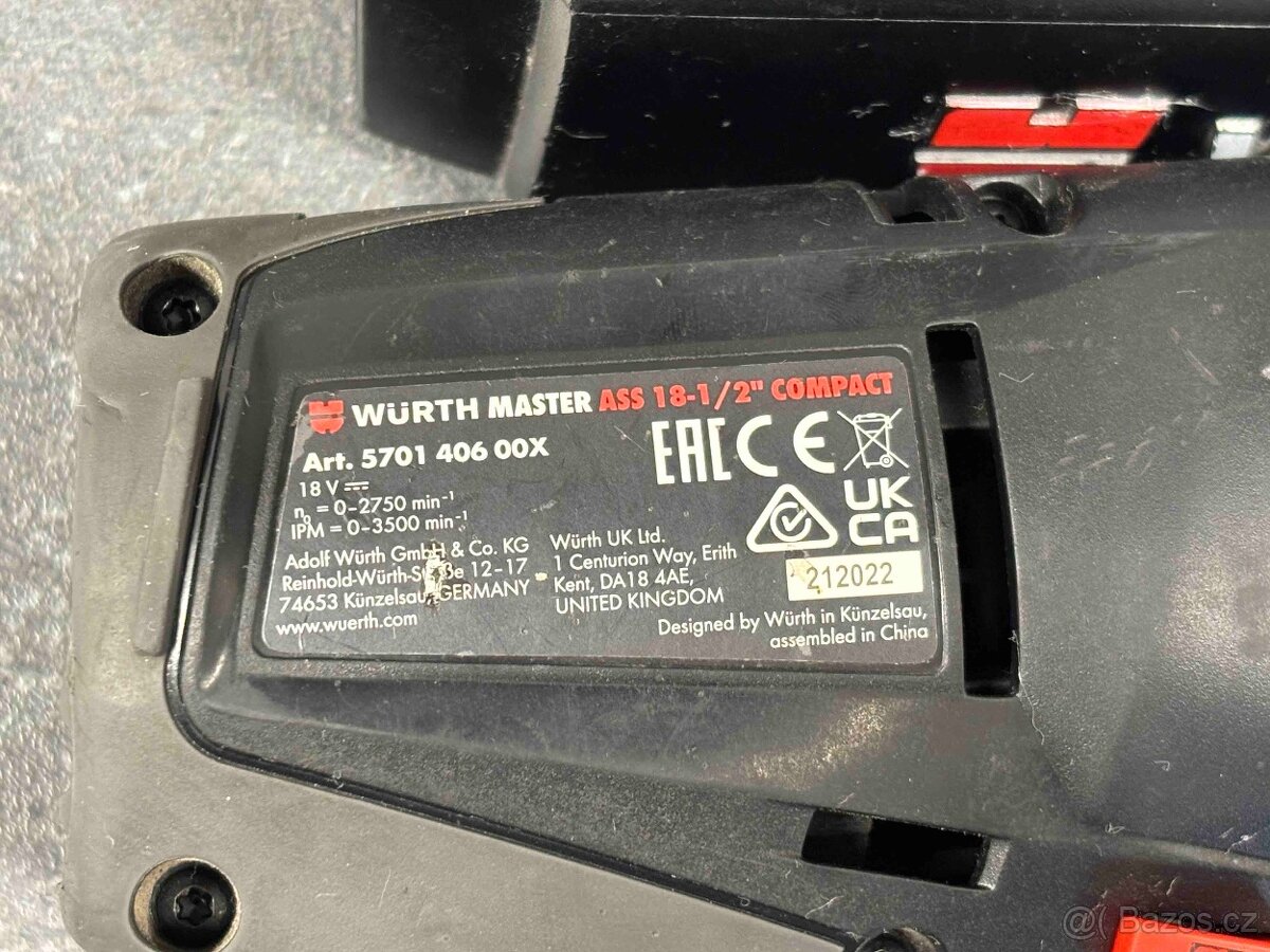 Aku rázový utahovák WÜRTH + baterie + nabíječka - 4