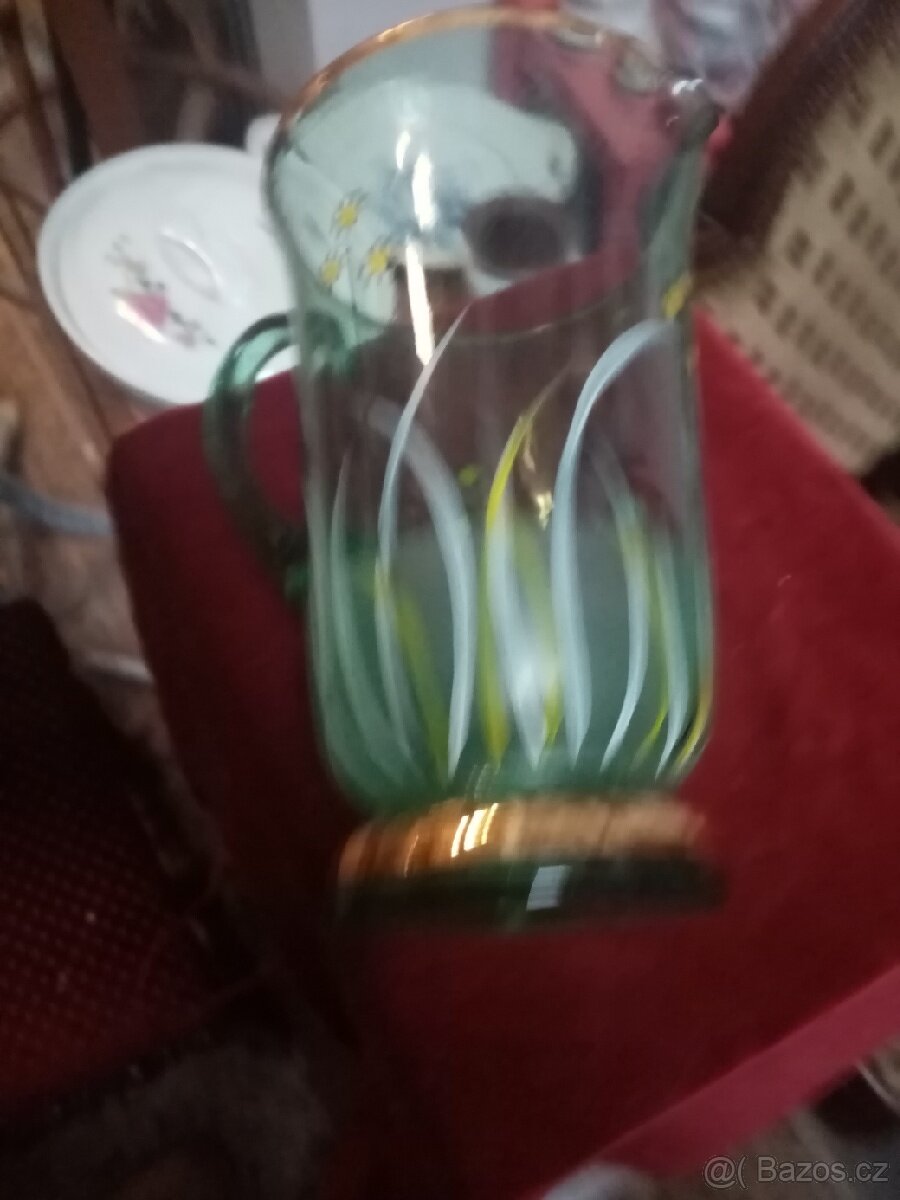 Starožitný skleněný pivní džbán - 4