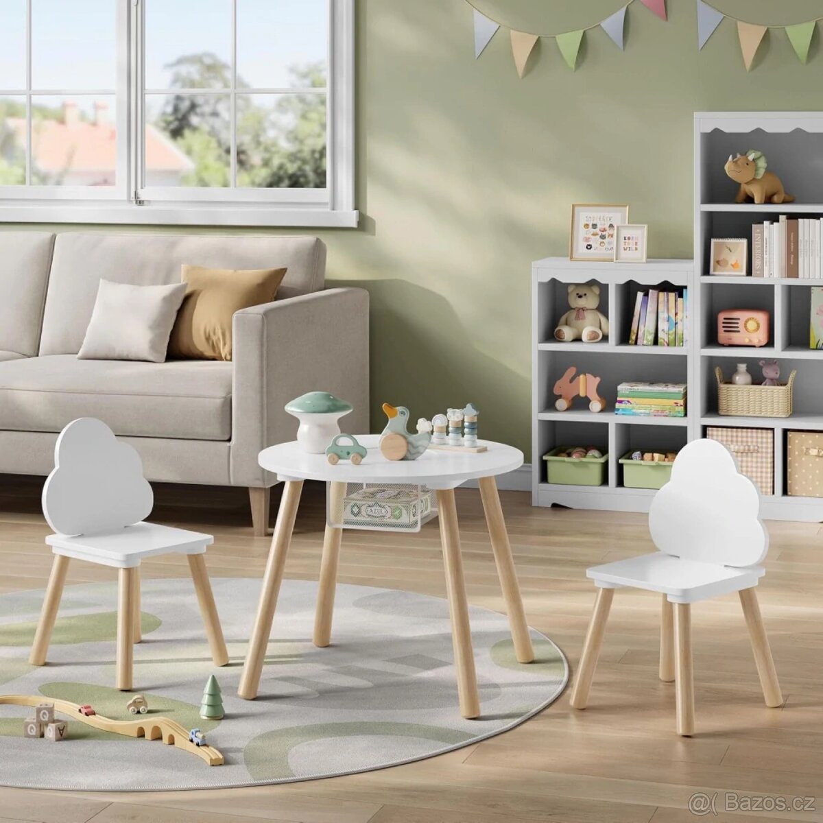 Dětský stůl a židle WOLTU,bílá sada nábytku do herny - 4