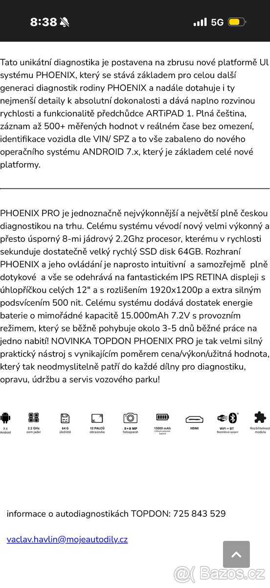 Prodám profi diagnostiku topdon Phoenix pro - 4