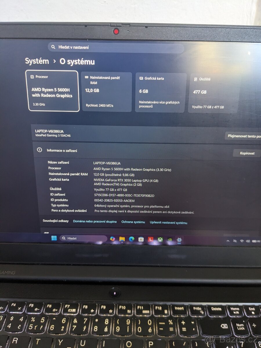 Prodám Herní notebook Lenovo Gaming - 4