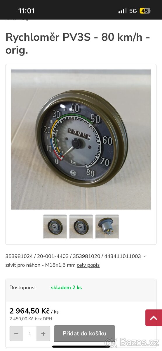 Rychloměr PV3S - 80 km/h - orig. - 4