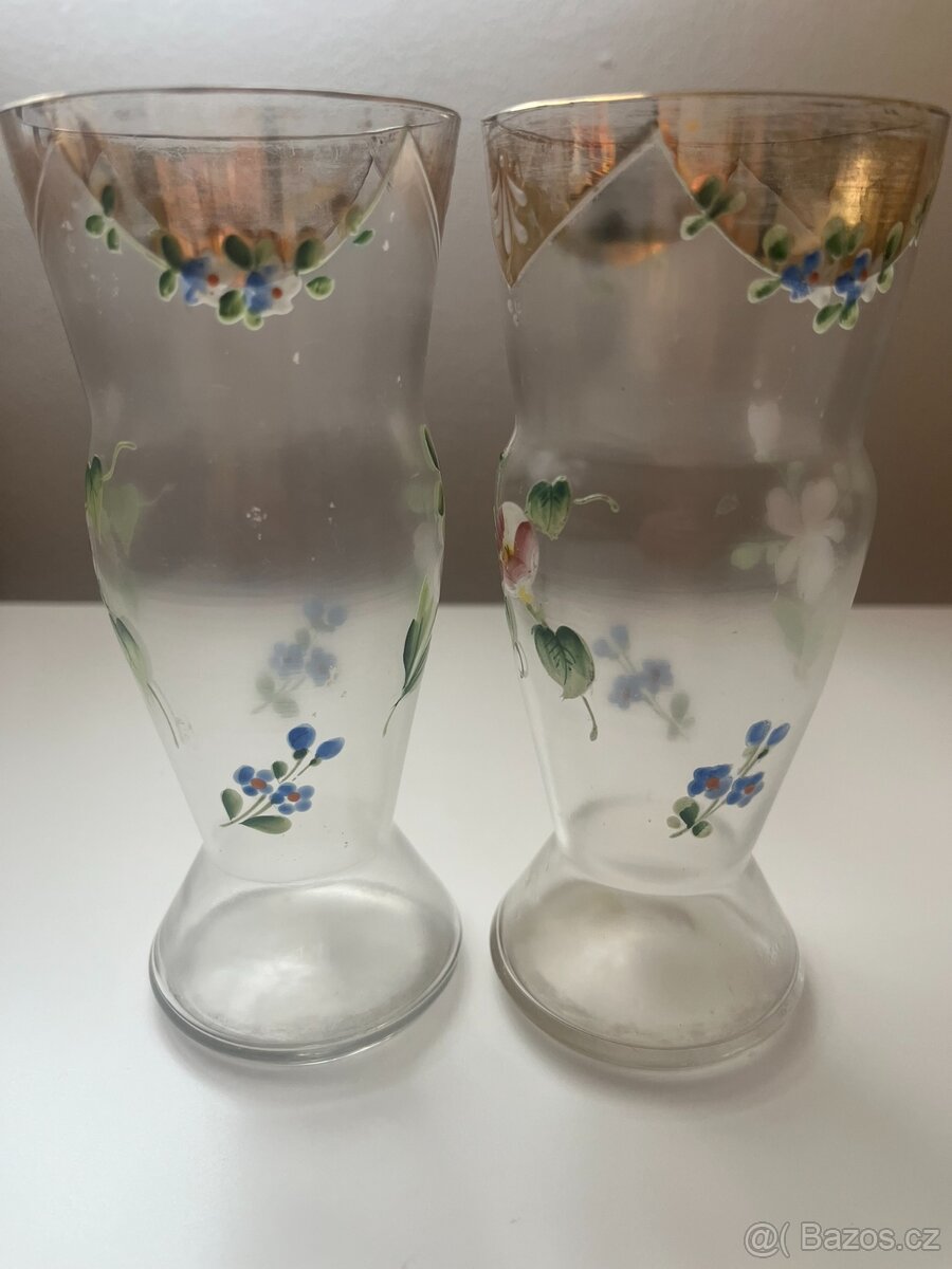 Starožitná malovaná sklenice, 2 ks - 4