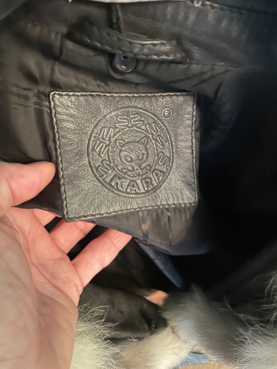 Kožené sako zn.Kara s kožešinovým límcem - 4