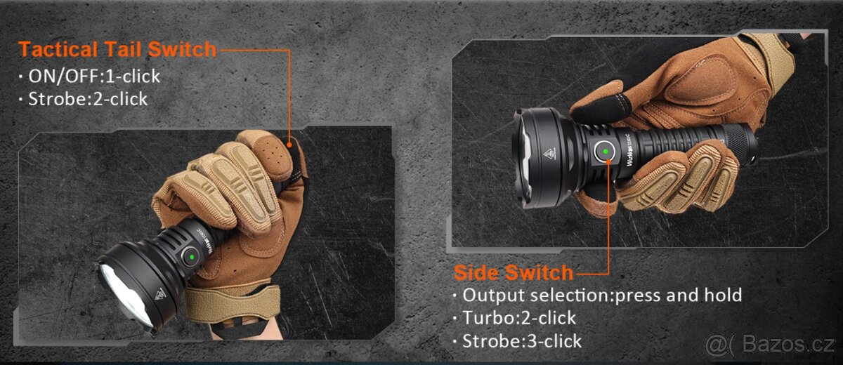 svítilna WURKKOS TD01 USB 2200 L, LED, 5000 mAh, 1035m - 4