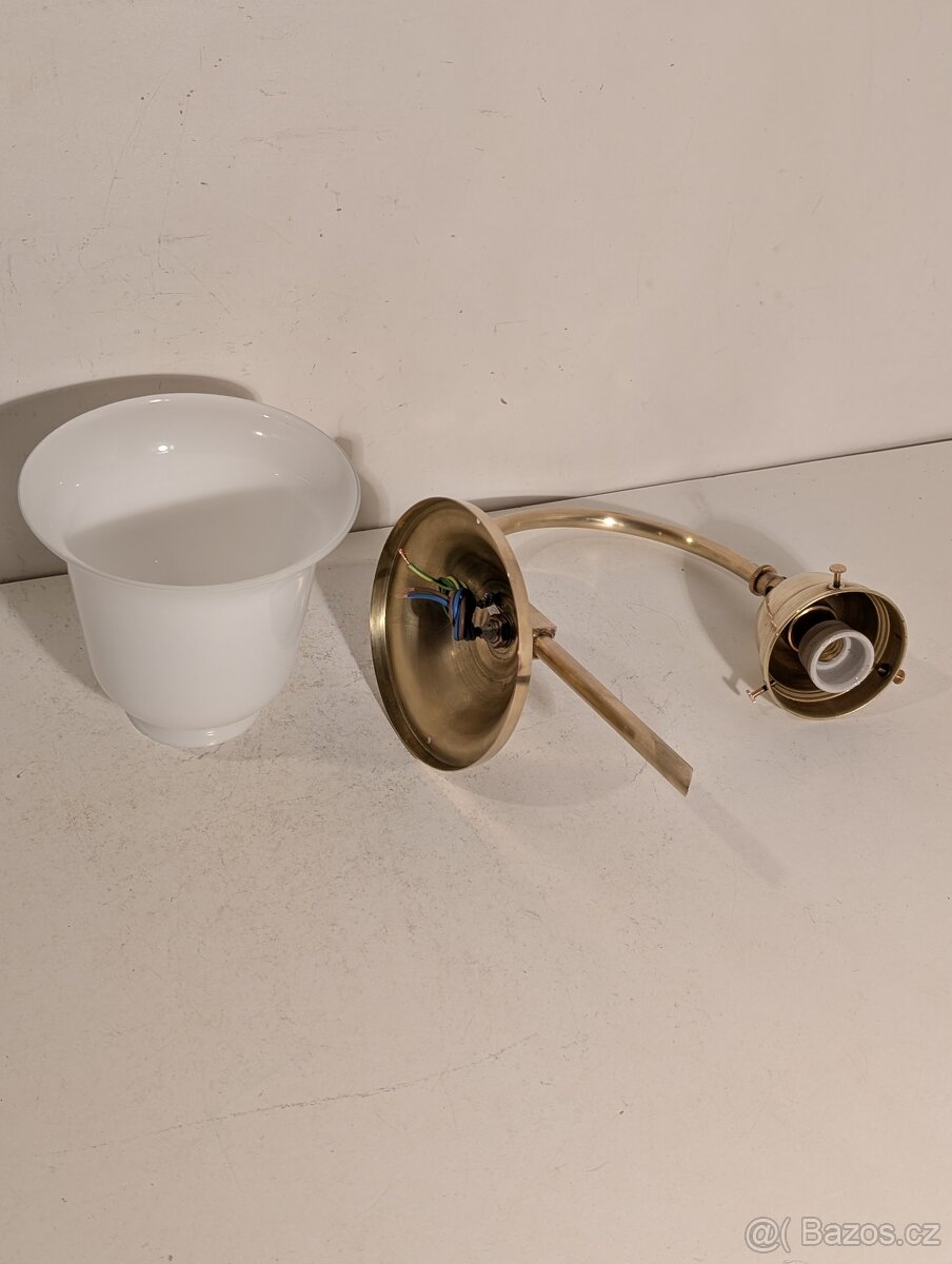 2x mosazná lampa, lampička, stínidlo zvoneček, pár - 4