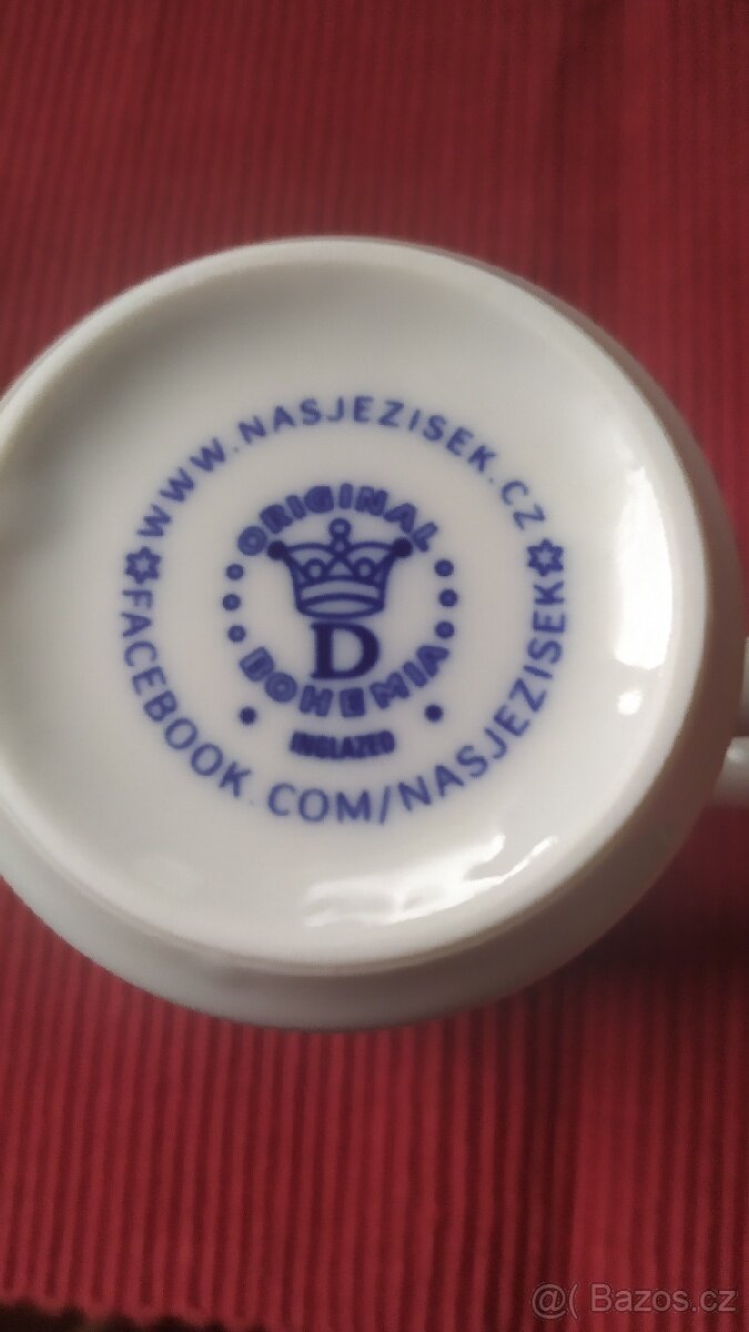 Prodám hrneček zdobený modrým dekorem kobaltem - 4