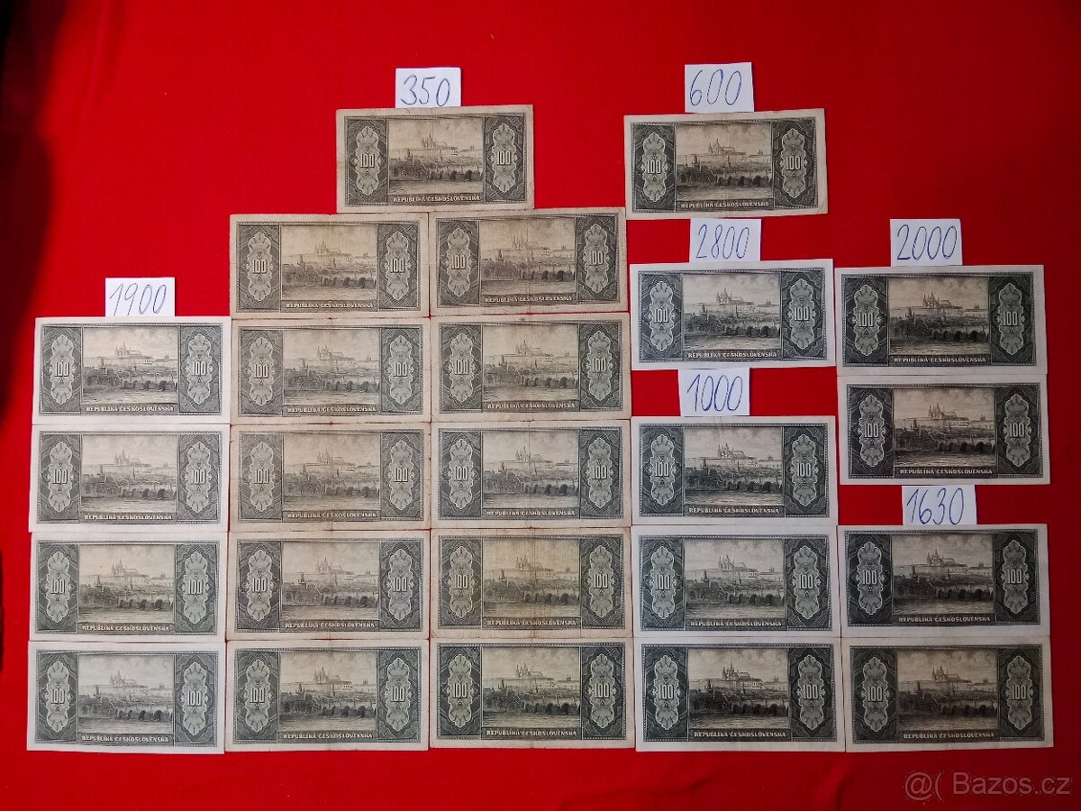 Československé bankovky třetí část ceny jsou za ks a na fotu - 4