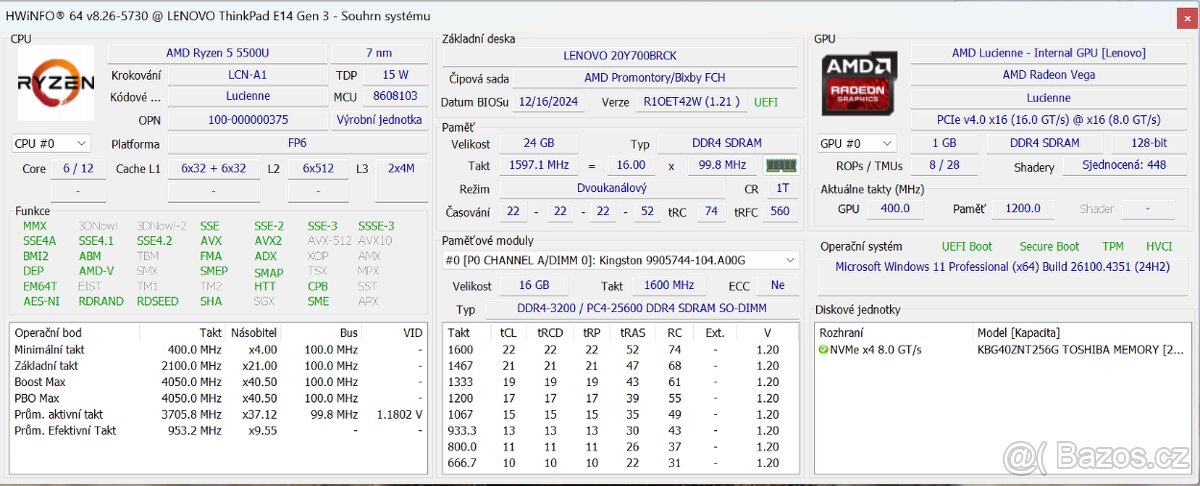 Výkonný notebook Lenovo ThinkPad E14 Gen 3 - 4