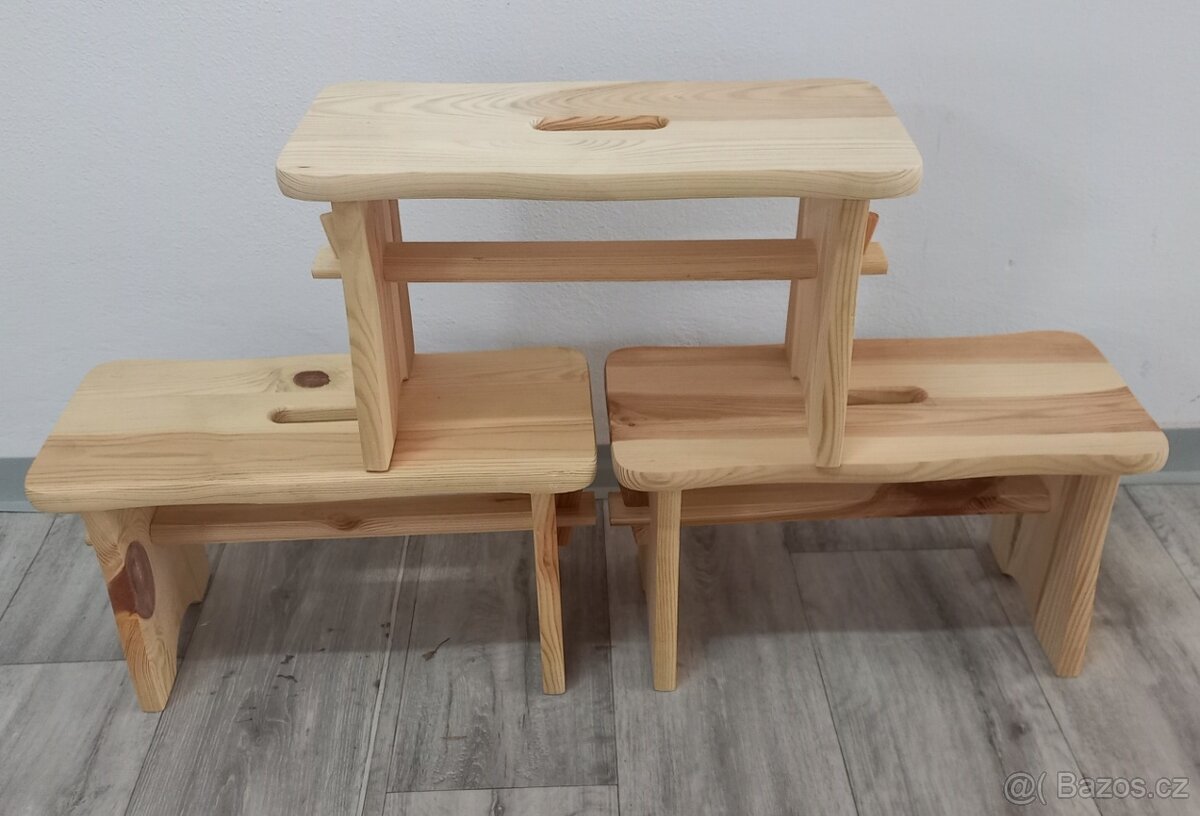 Dřevěná stolička, štokrlátko z přírodní borovice - 4