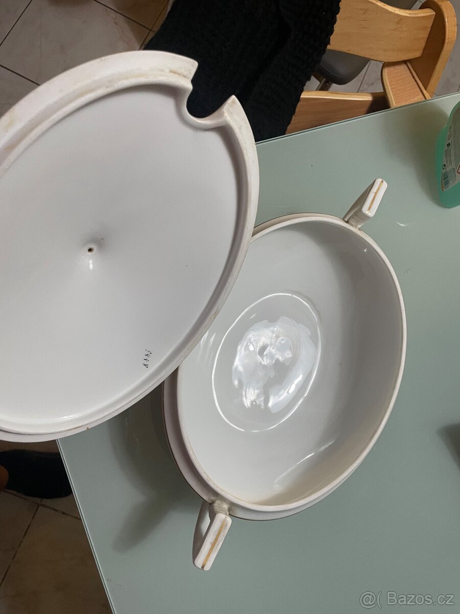 Starožitná porcelánová mísa s víkem – Rakousko-Uhersko, cca - 4