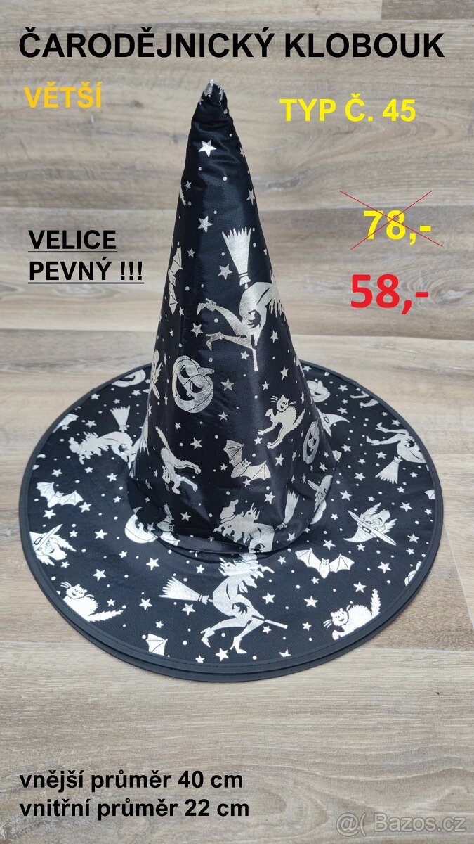Čarodějnické klobouky -VĚTŠÍ PEVNÉ - slevy - 4