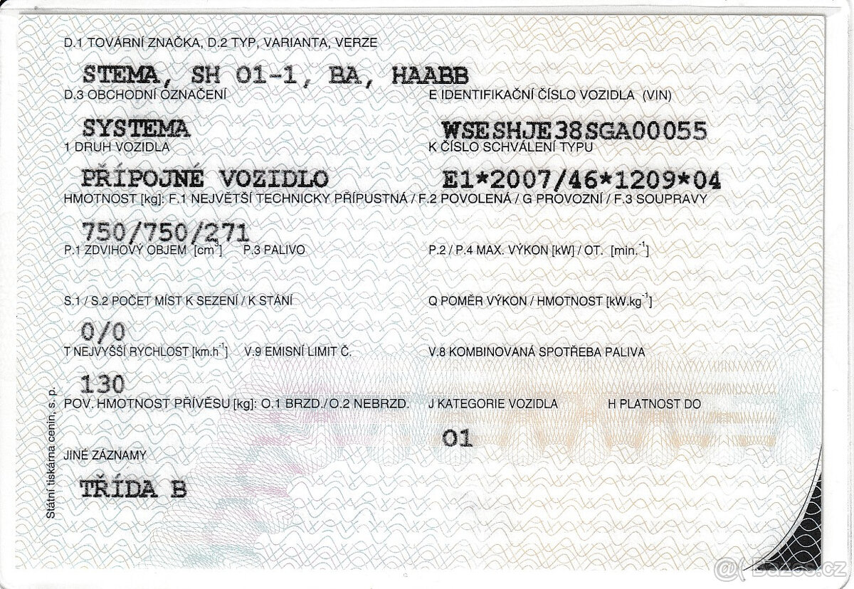 Prodám přívěsný vozík STEMA SHP 750kg - 4