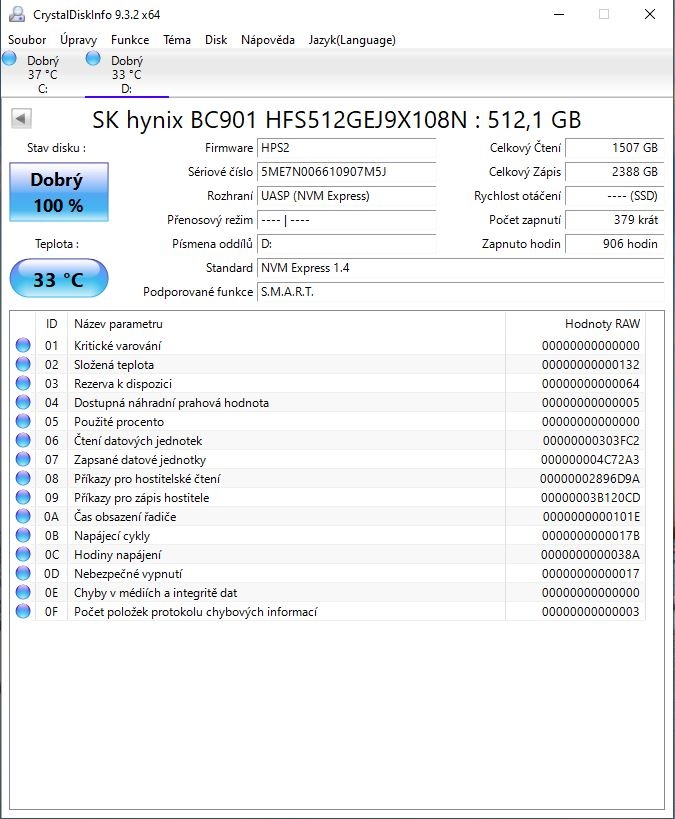 NVME disk SkHynix, 512gb, gen4, formát 2280, zánovní - 4