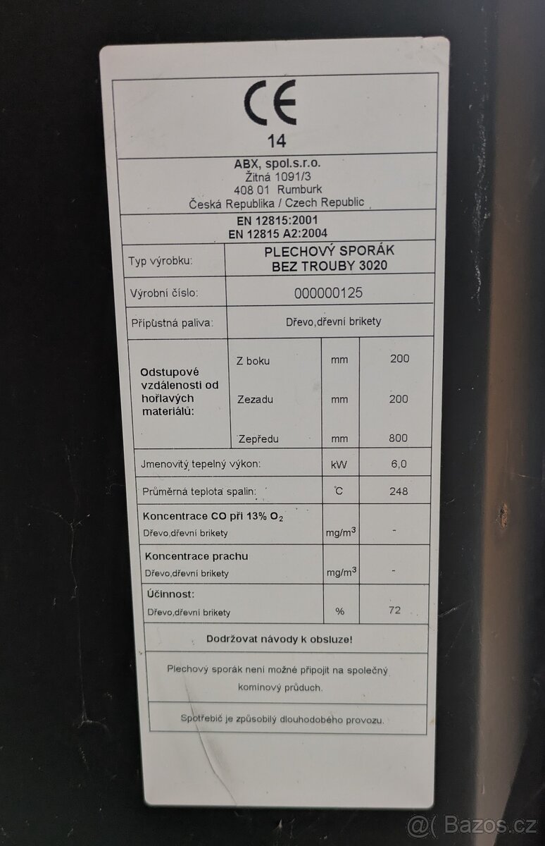 Kuchyňská kamna (sporák) ABX bez trouby - 4