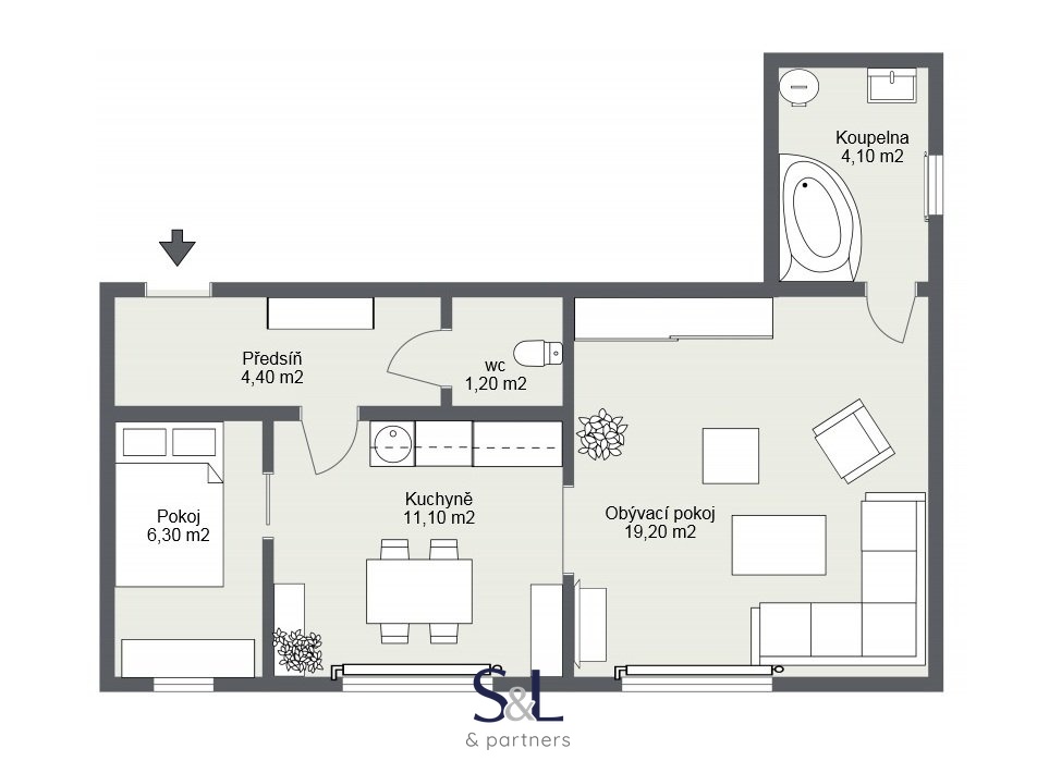 Prodej bytu 2+1 47 m², Velké Březno - Valtířov, ev.č. 01338 - 4