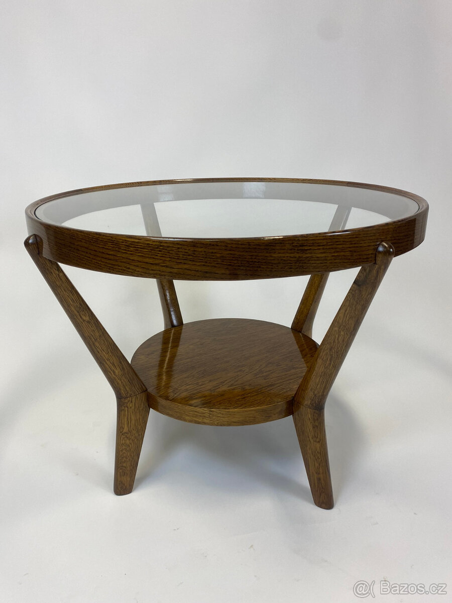 Luxusní stolek Kropáček - šelak, nové sklo, .. TOP - 4