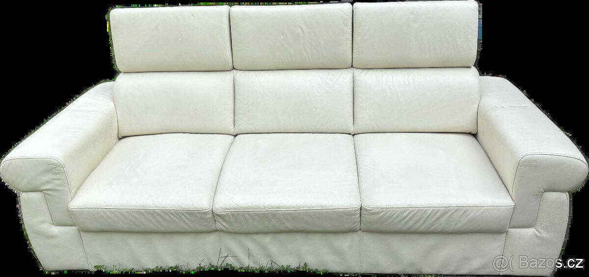 Bílá kožená sedačka - 4