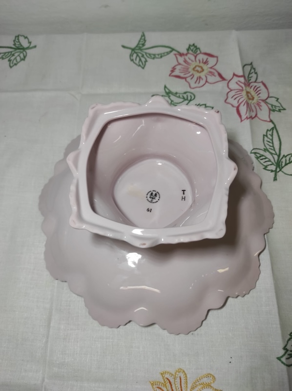 Mísa na podstavci růžový porcelán - 4