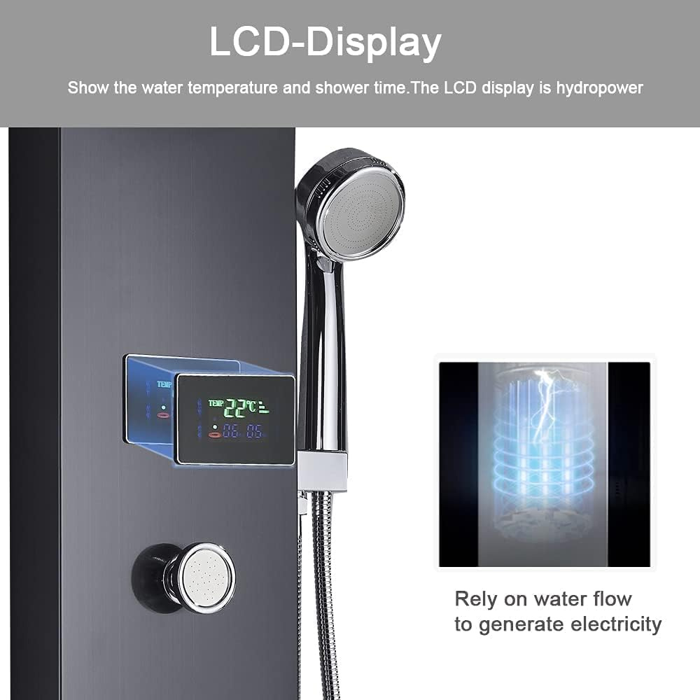 Hydromasážní sprchový set 7v1 s LCD displayem, černý - 4