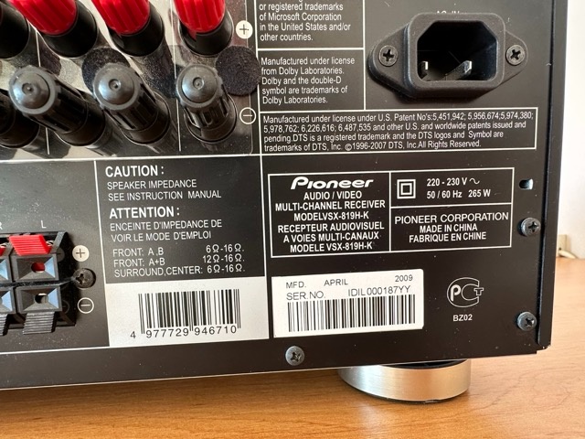 Pioneer AV receiver VSX-819H-K - 4