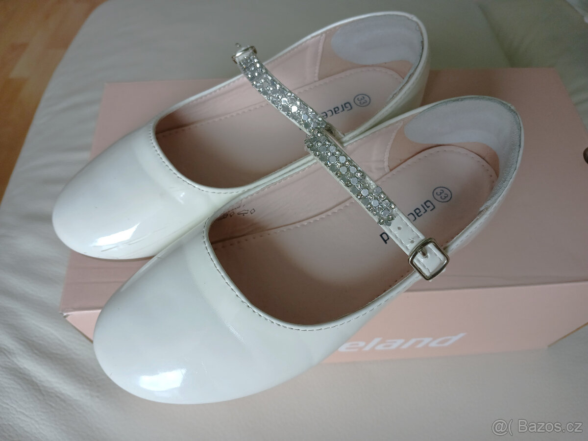 Dívčí bílé baleriny lakovky GRACELAND EU33 - 4