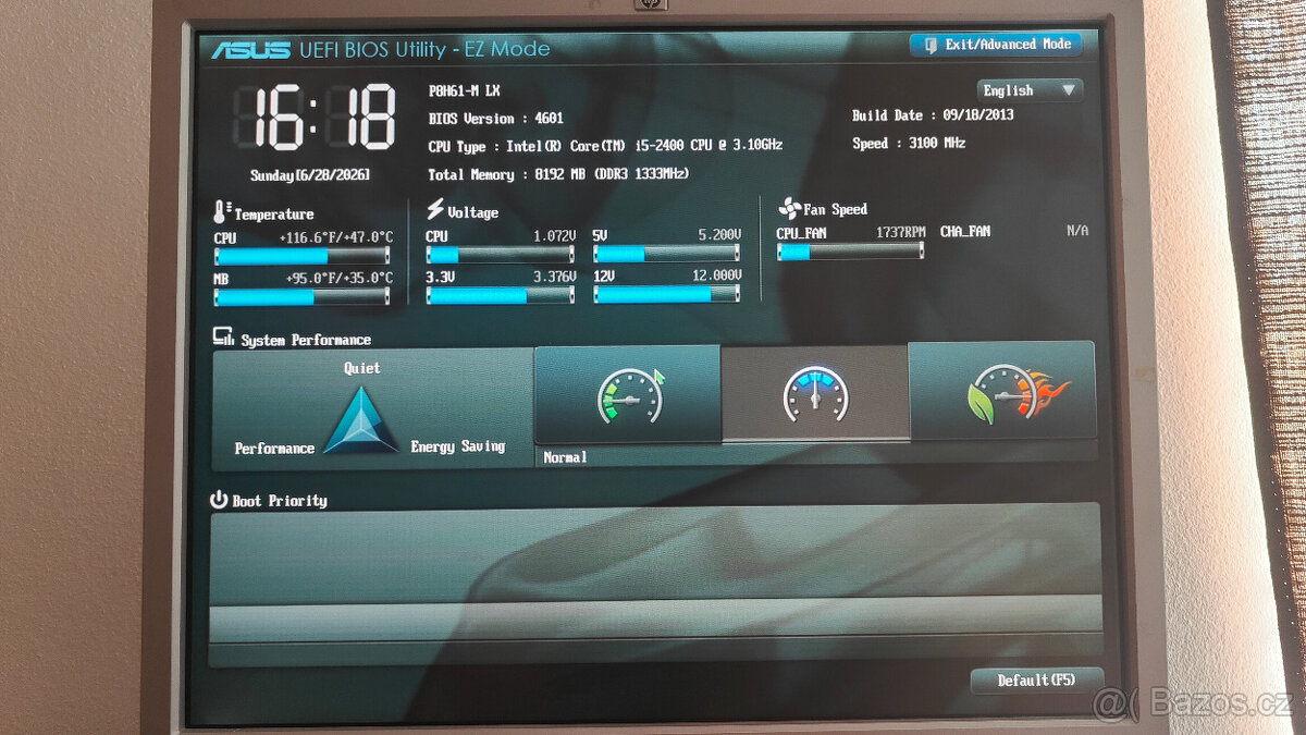 ASUS P8H61-M LX + Intel i5 2400 + 8GB Ram - 4