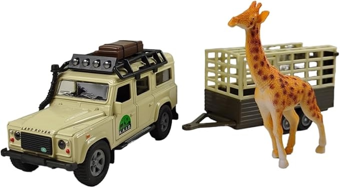 Kovové auto s přívěsem pro žirafu Hipo Safariset - 4
