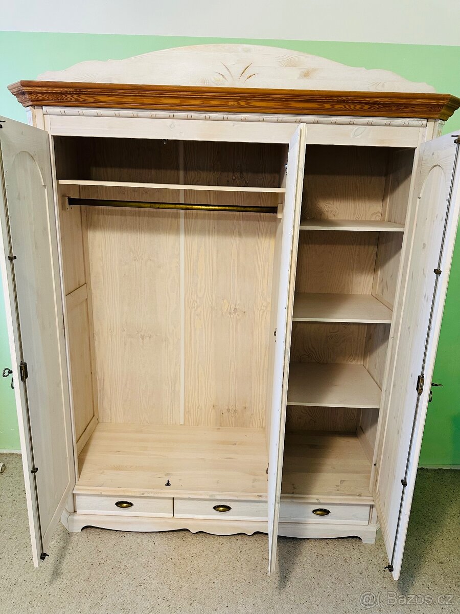 Vintage kompletní dřevěná ložnice, bílá Shabby Chic styl - 4