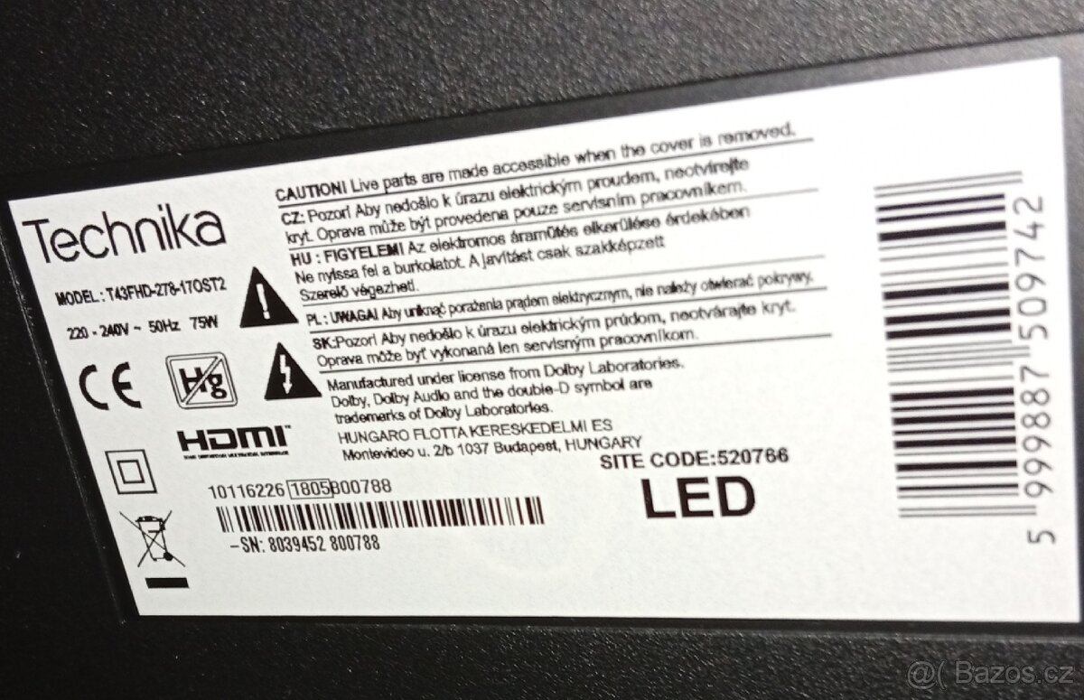 Led Smart TV 109cm Technika na díly - 4