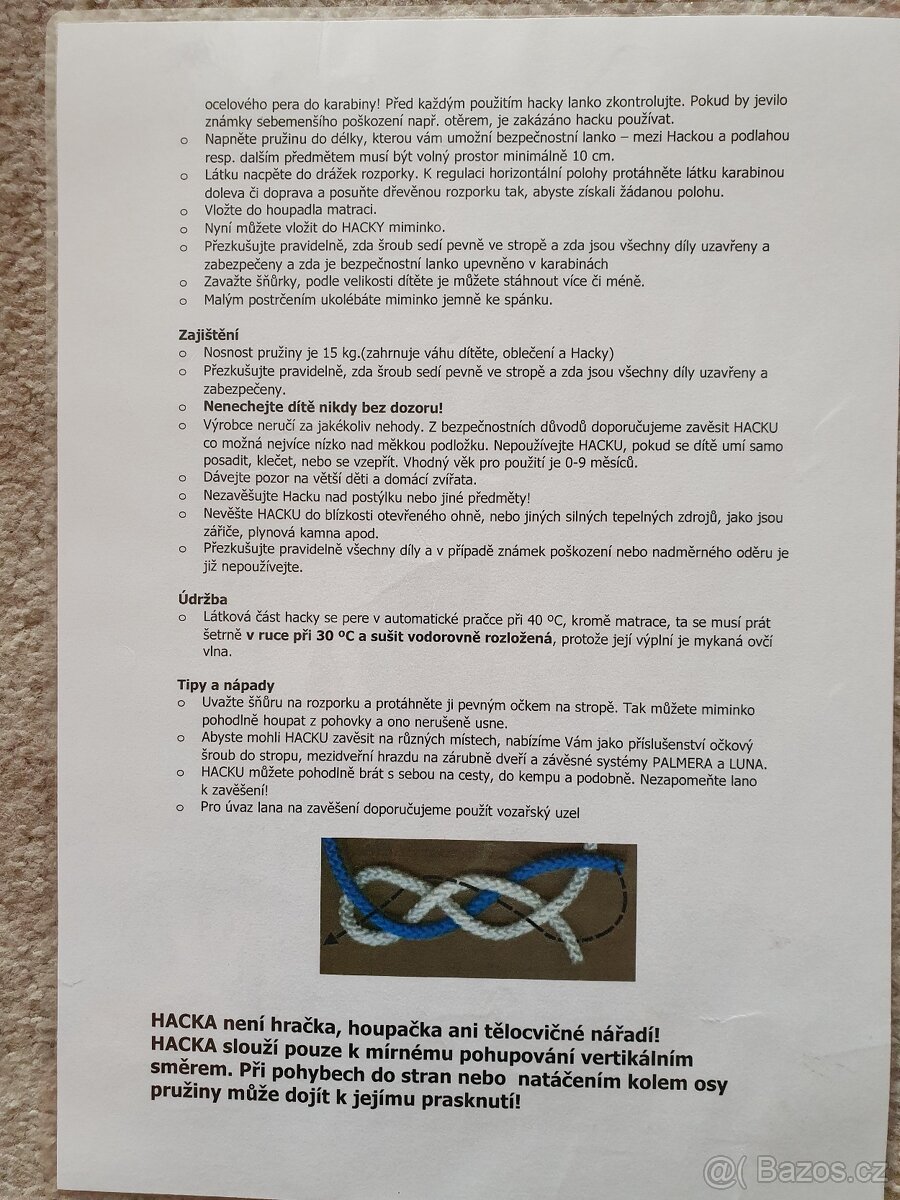 Hacka Babyvak - závěsná textilní kolébka - 4