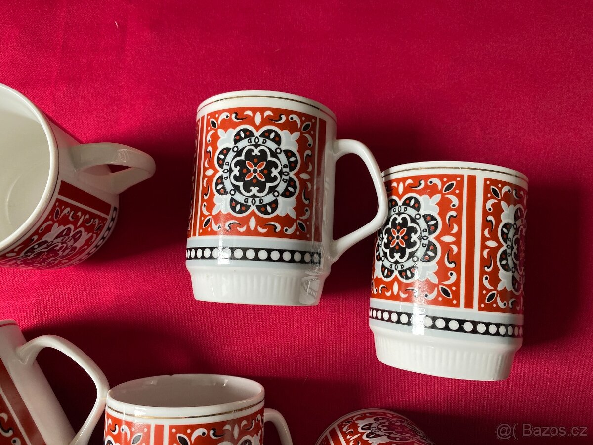 hrneček retro hrneček starý hrneček červený mandala - 4