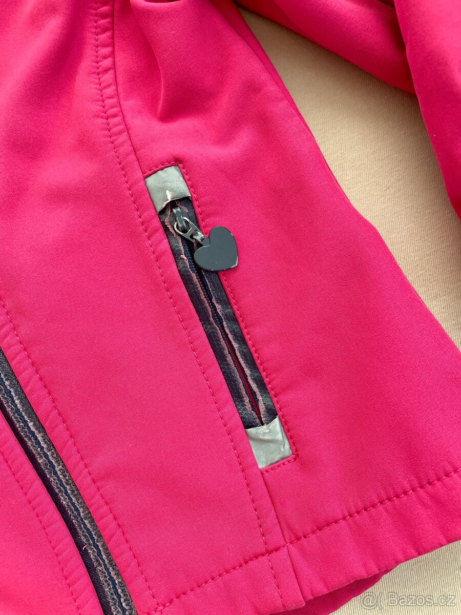 Tmavě růžová softshellová dívčí bunda s fleesem vel. 98 - 4