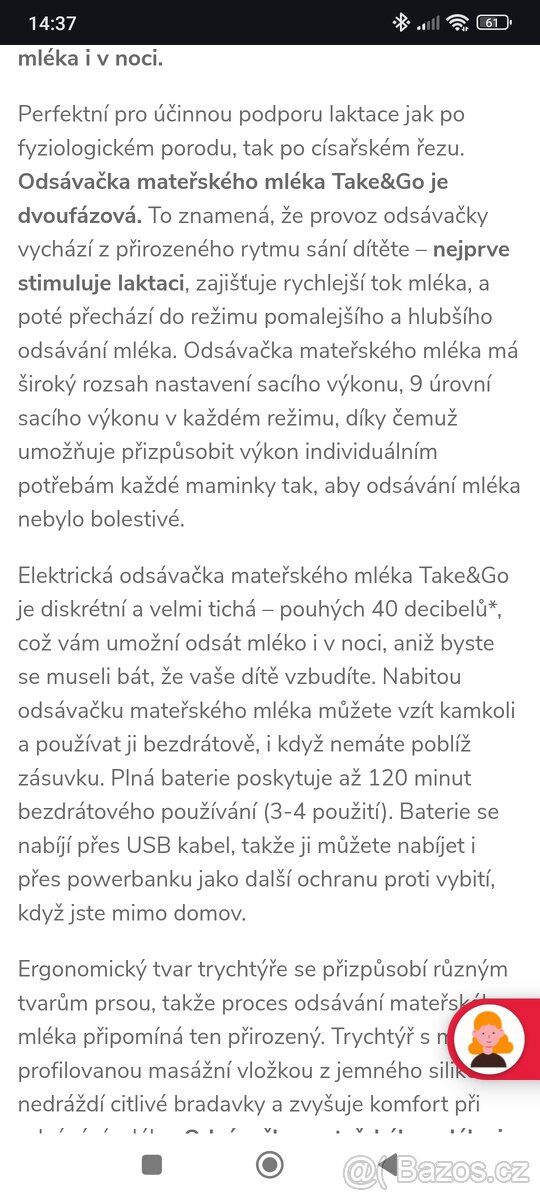 Elektrická odsávačka mateřského mléka - 4