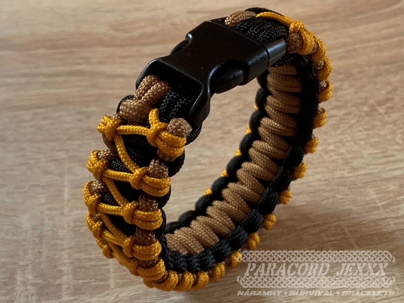 Paracord náramek (19,5 cm) black - coyote - gold - 4