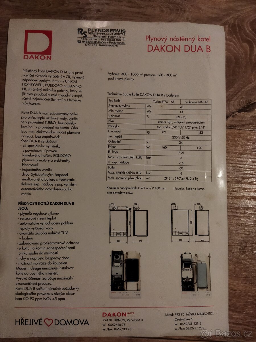 Plynový kotel DAKON DUA B - 4