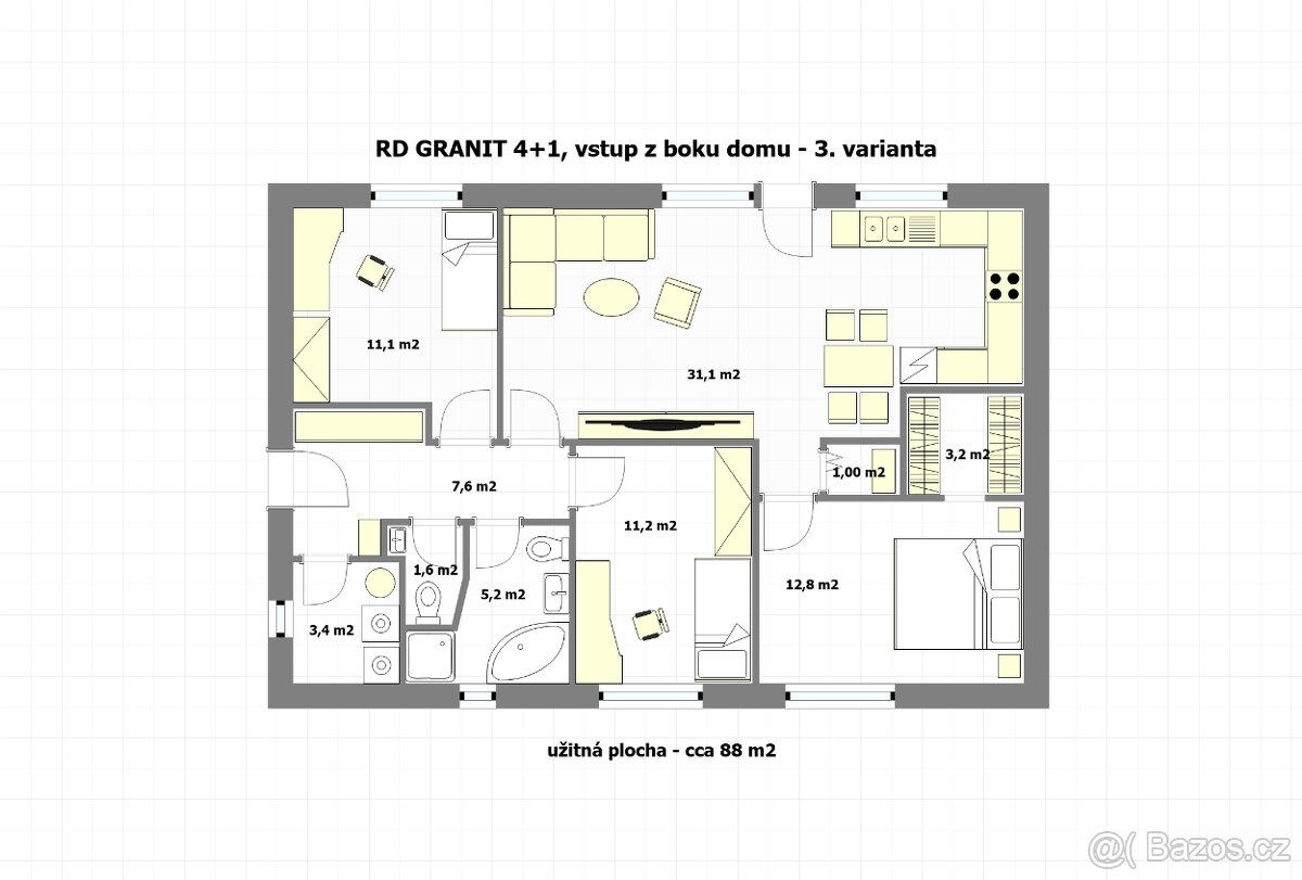ZDĚNÝ RD GRANIT 4+KK s pracovnou, 88 m2 - 4