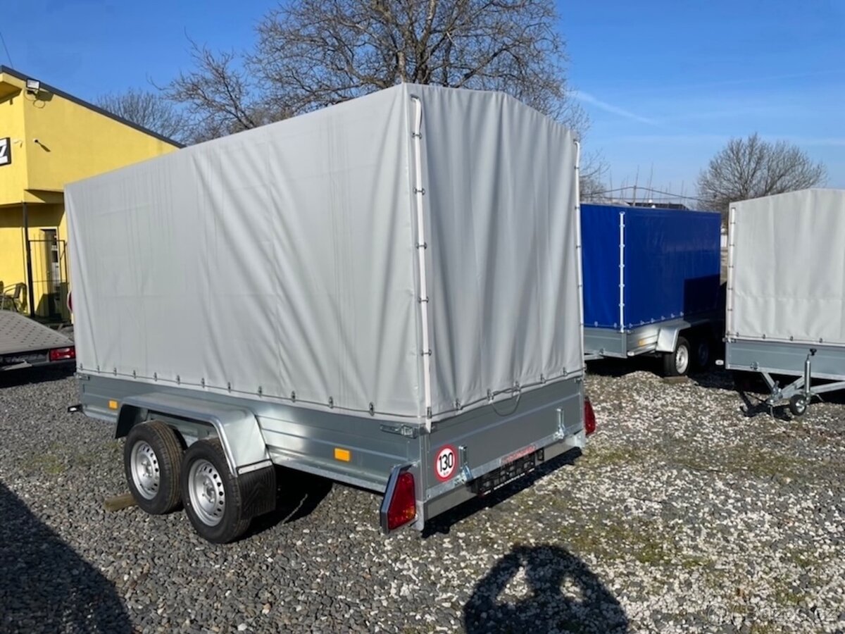 Přívěsný vozík dvouosý 345x145cm, plachta, 750kg, 130km/h - 4