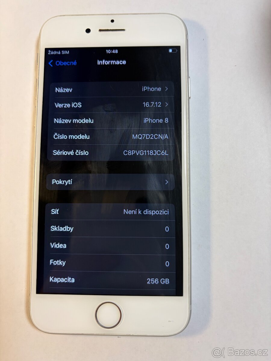 Apple iPhone 8 256gb kondice baterie 100% s kabelem ios 16.7 - 4