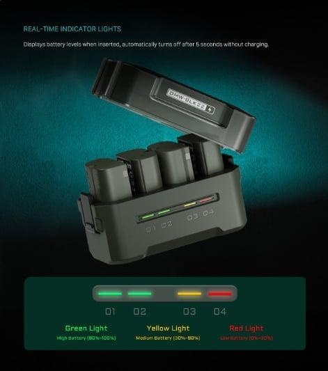 Tilta 45W nabíječka na 4ks DMW-BLK22, USB C, LED, nová - 4