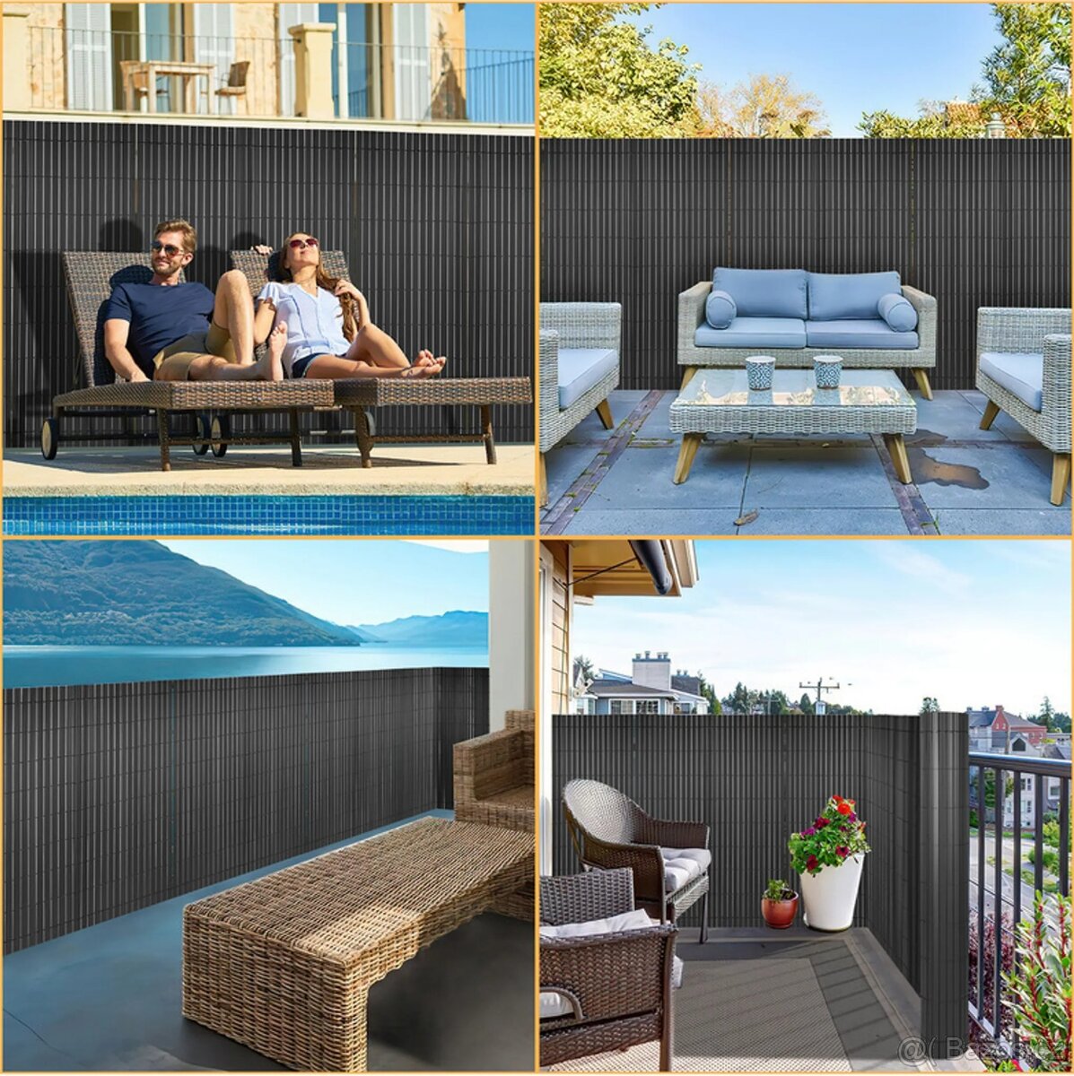 Plotová / balkónová zástěna 500x90 cm - grafitová - 4