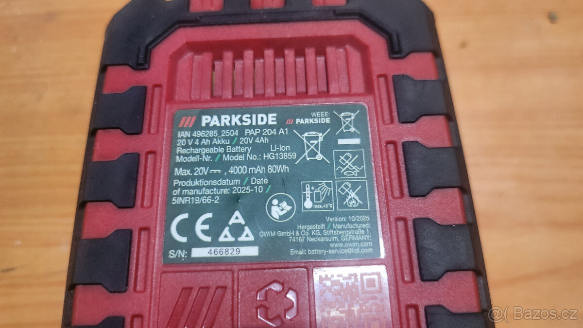 PARKSIDE PERFORMANCE G7 + PAP 204 A1 (4Ah) - 4